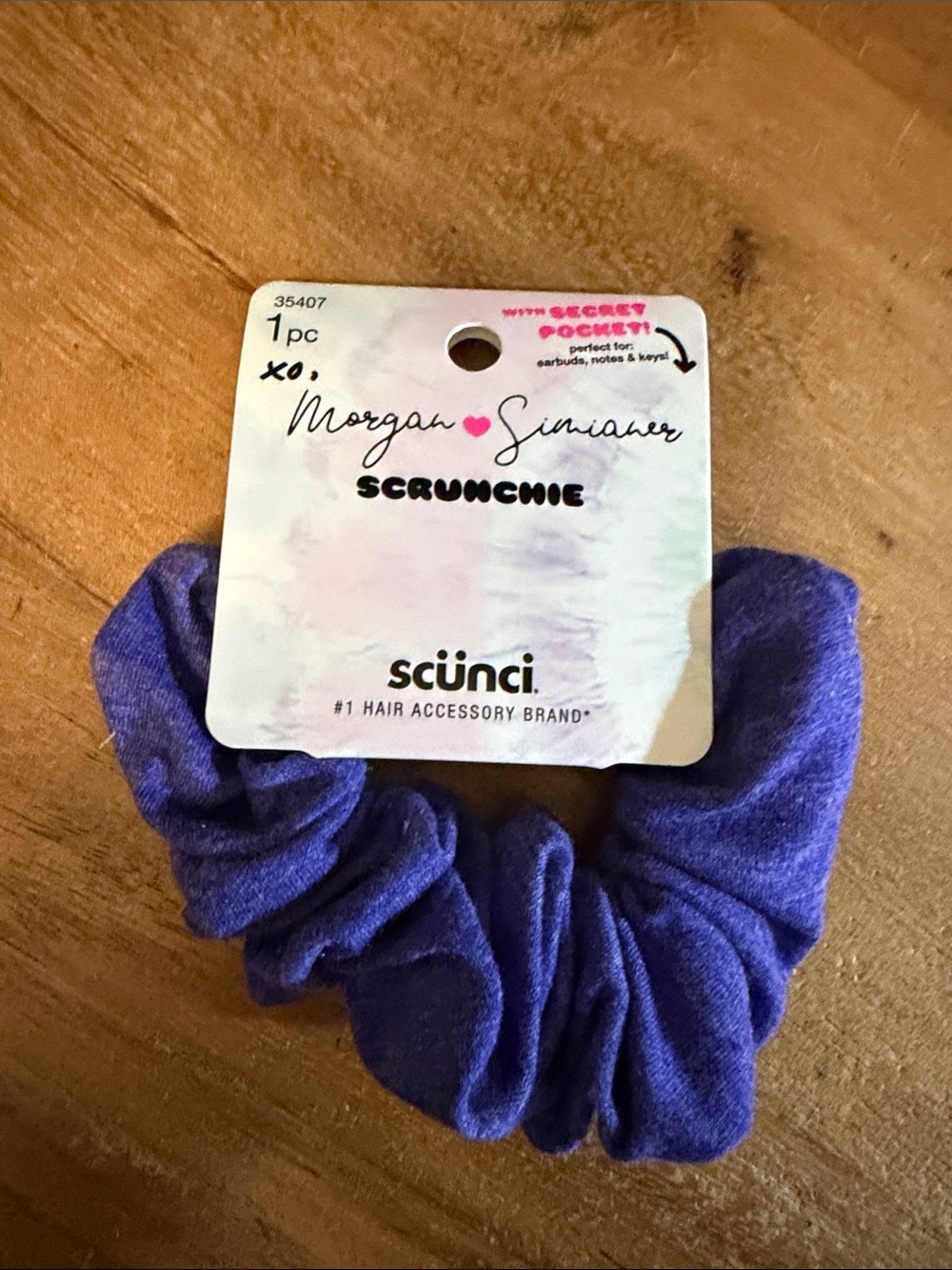 Scunci Purple Scrunchie with Pocket